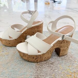 Madden Girl White Cork Platform Sandals